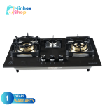 RFL BUILT IN CERAMIC LPG HOB ROCK 3 BURNER- Tampered Glass and Ceramic Panel and Flame failure Device