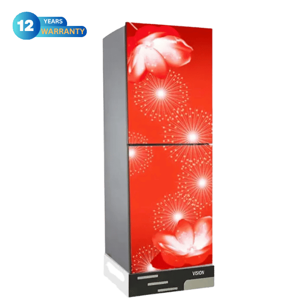 VISION Glass Door Refrigerator RE-238L Digital Lily Flower Bottom Mount